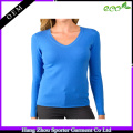 16FZCAS10 con cuello en V de punto plano 100% cashmere sweater mujeres